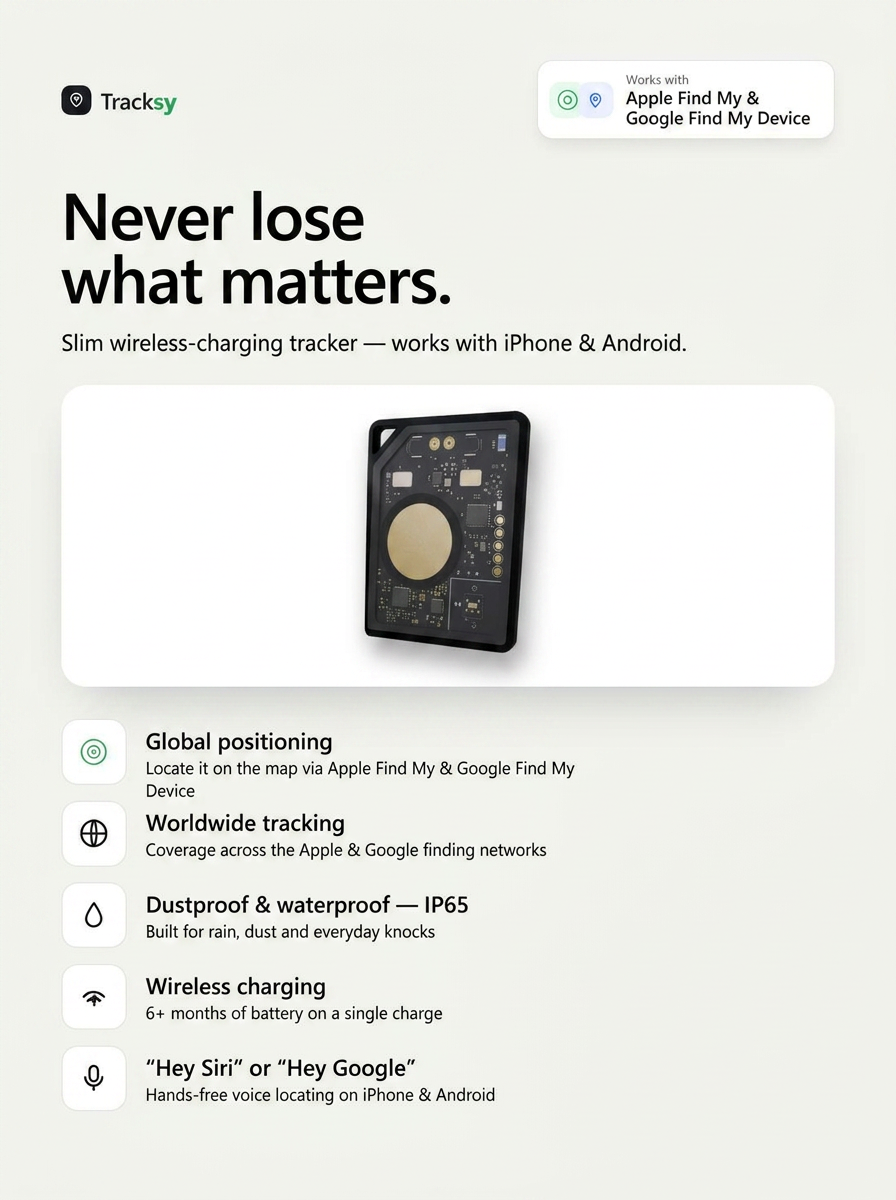 Närbild på Tracksys eleganta elektronik